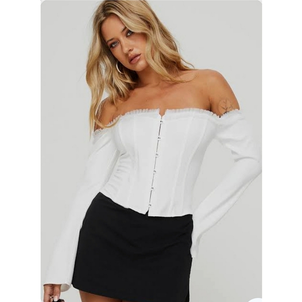 🆕️Princess Polly Avaah Off Shoulder Corset Top Bridgerton Coquette 12 Boho